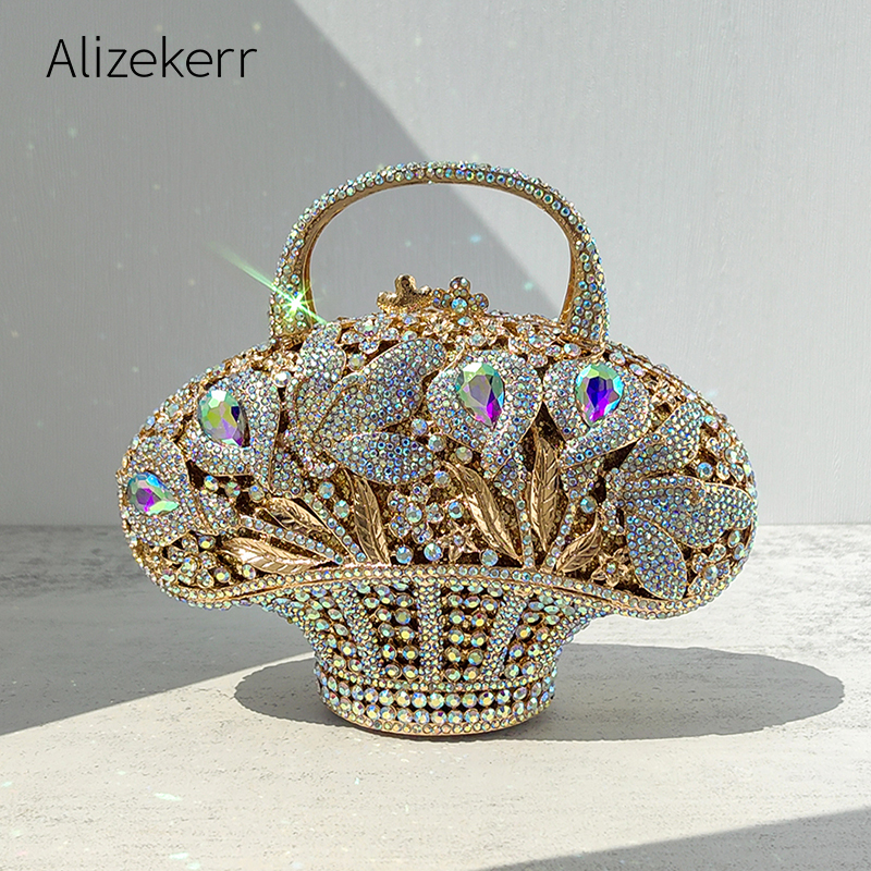 Wedding Hampers - Alizekerr Flower Basket Crystal Evening Bags