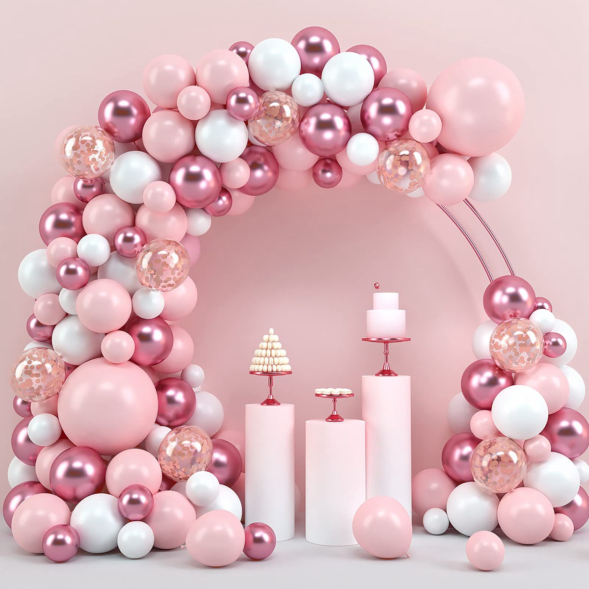 Pink Macaron Balloons Garland  – Wedding Day Supply Kit recenzja i cena