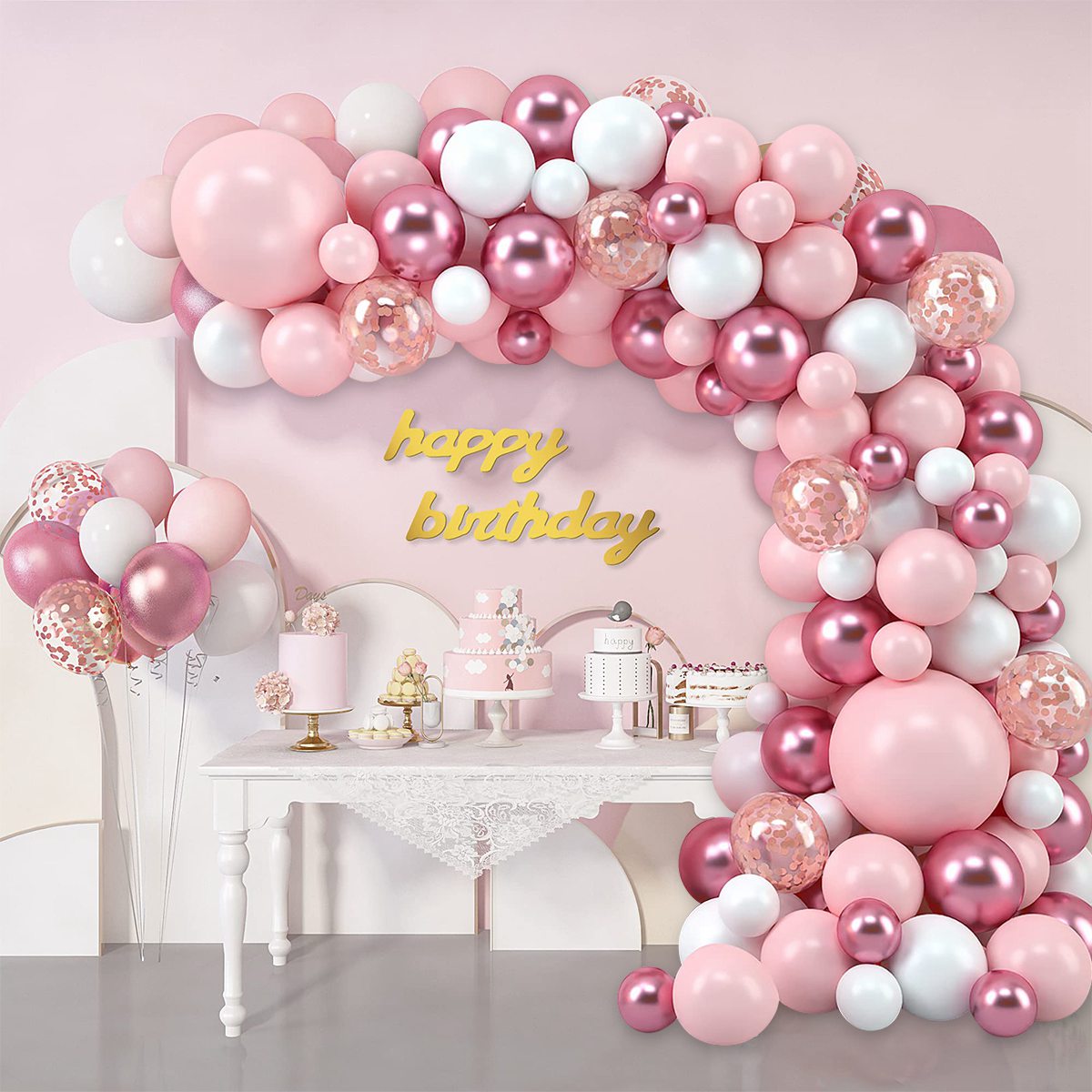 Pink Macaron Balloons Garland  – Wedding Day Supply Kit recenzja i cena