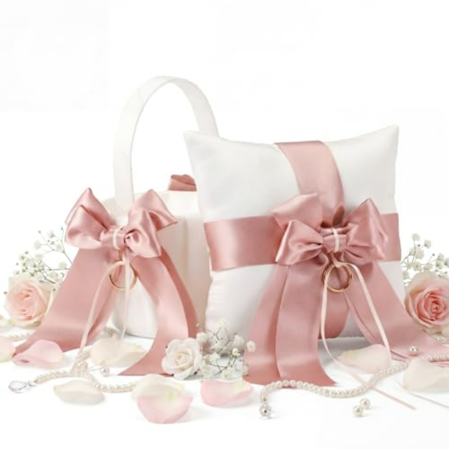 2 Pcs Flower Girl Baskets and  – Ring Bearer Pillow recenzja i cena