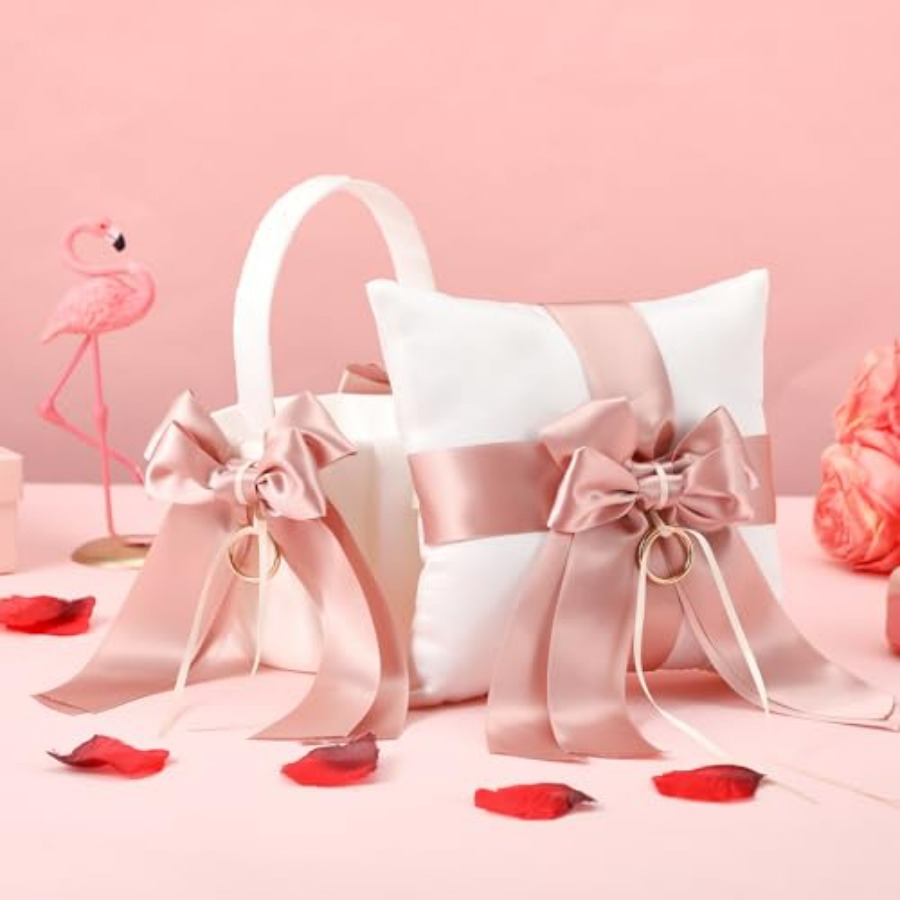2 Pcs Flower Girl Baskets and  – Ring Bearer Pillow recenzja i cena