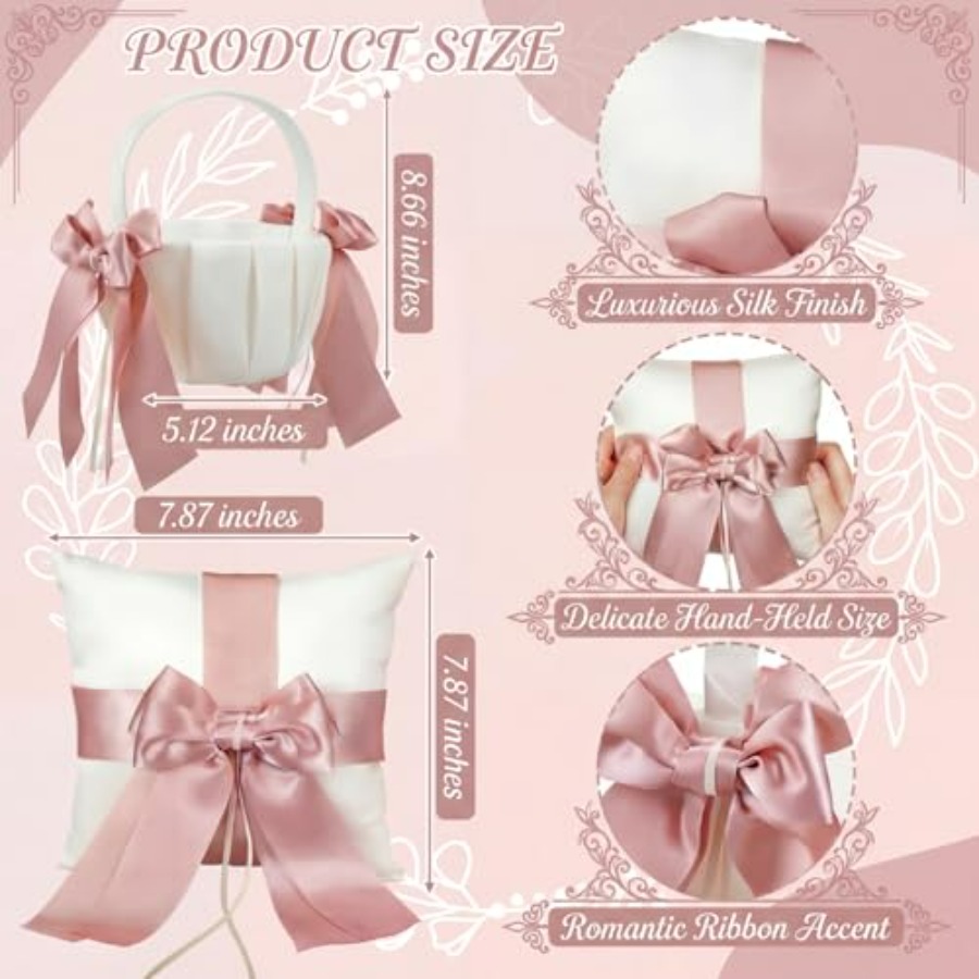 2 Pcs Flower Girl Baskets and  – Ring Bearer Pillow recenzja i cena