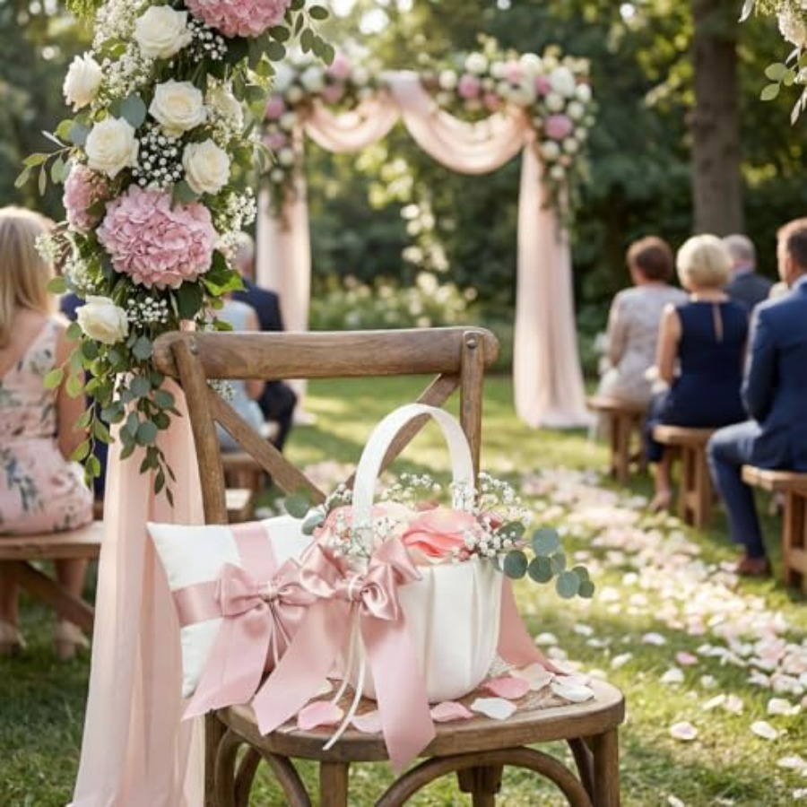 2 Pcs Flower Girl Baskets and  – Ring Bearer Pillow recenzja i cena