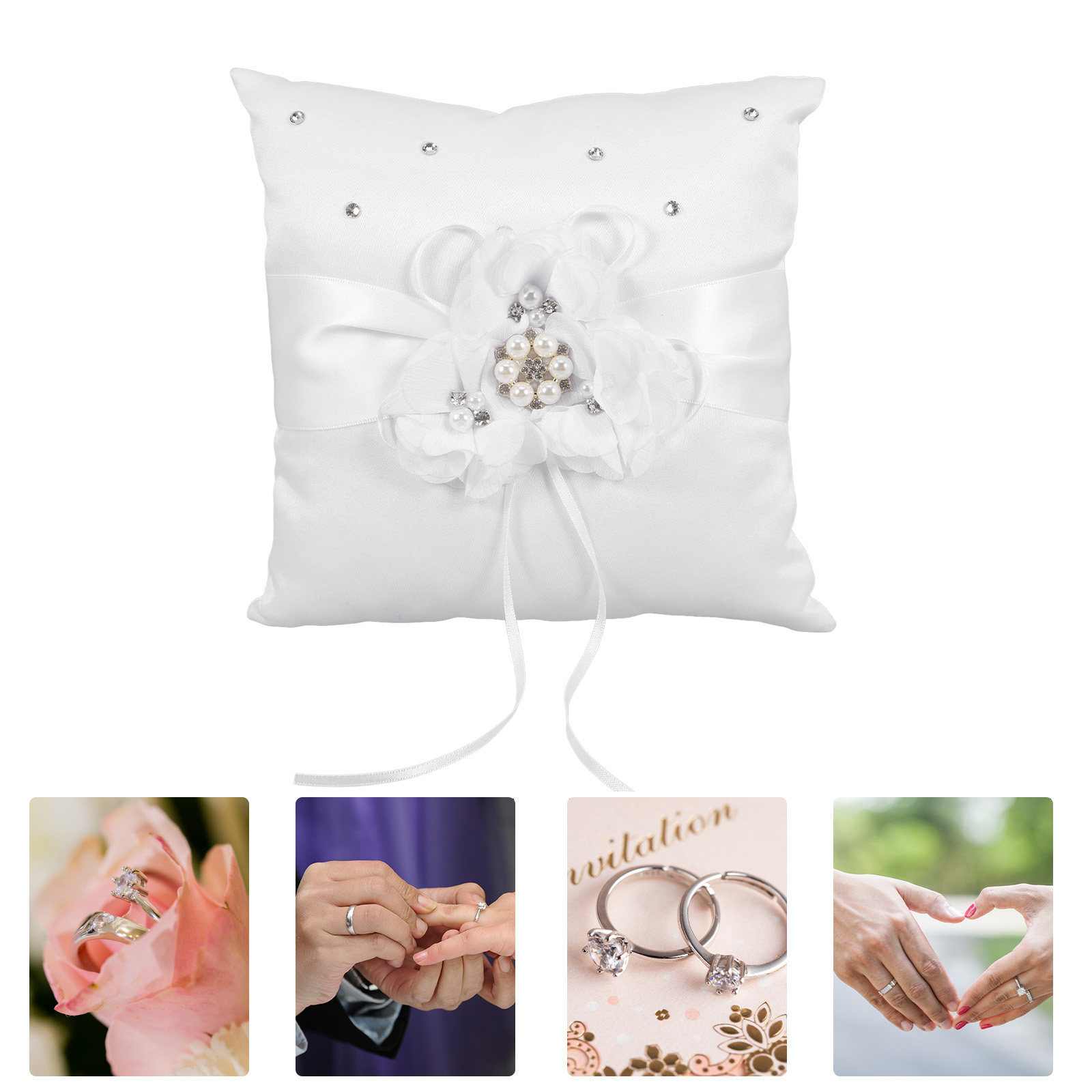20x20cm Flower Wedding Ring Pi – Ring Bearer Pillow recenzja i cena