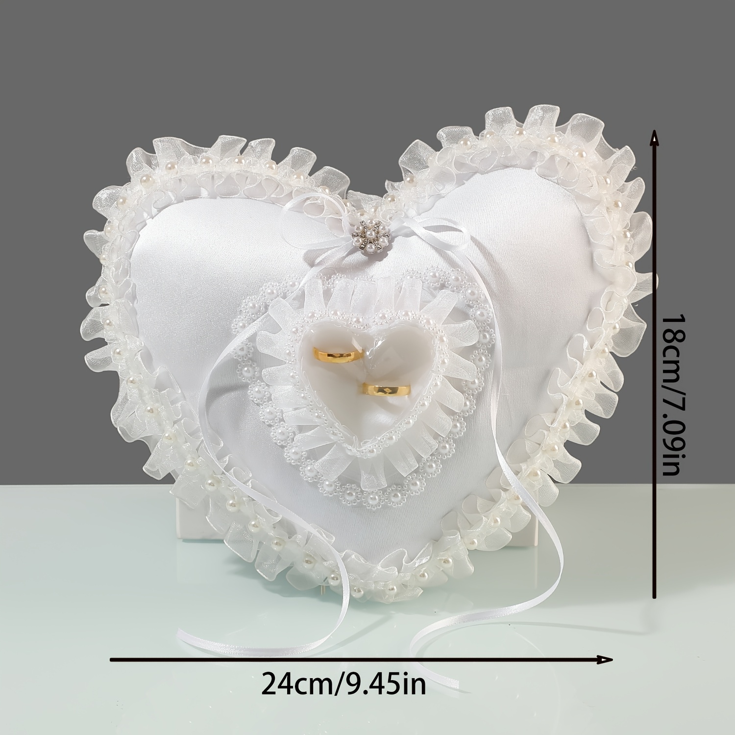 White Heart Shaped Wedding Rin – Ring Bearer Pillow recenzja i cena