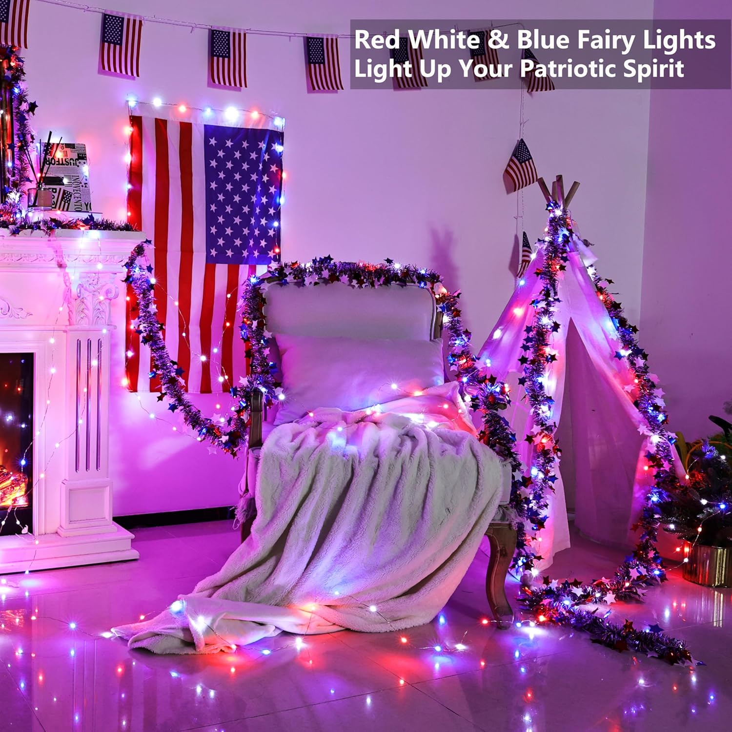 33ft 100 LED Red White Blue Fa – Wedding Led recenzja i cena