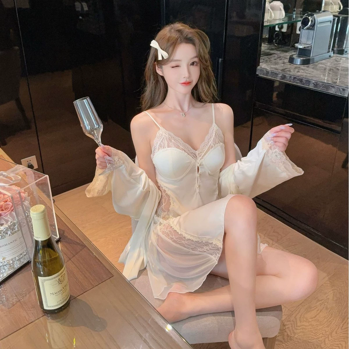 Satin 2 Pieces Robe&Strap Nigh – Wedding Qw recenzja i cena