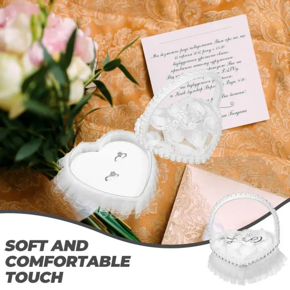 White Lace Heart-shaped Ring B – Ring Bearer Pillow recenzja i cena