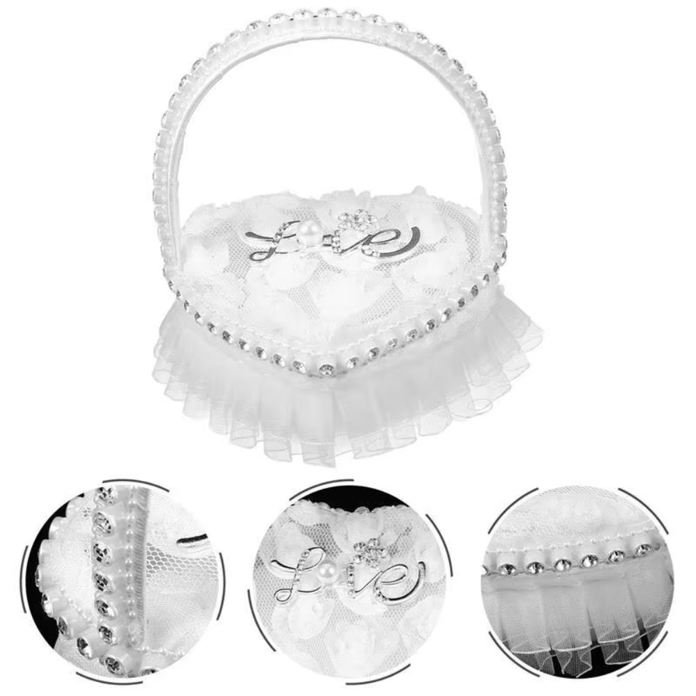 White Lace Heart-shaped Ring B – Ring Bearer Pillow recenzja i cena