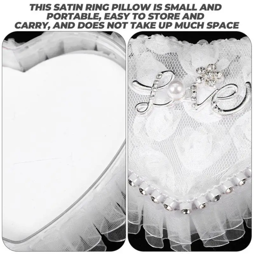 White Lace Heart-shaped Ring B – Ring Bearer Pillow recenzja i cena