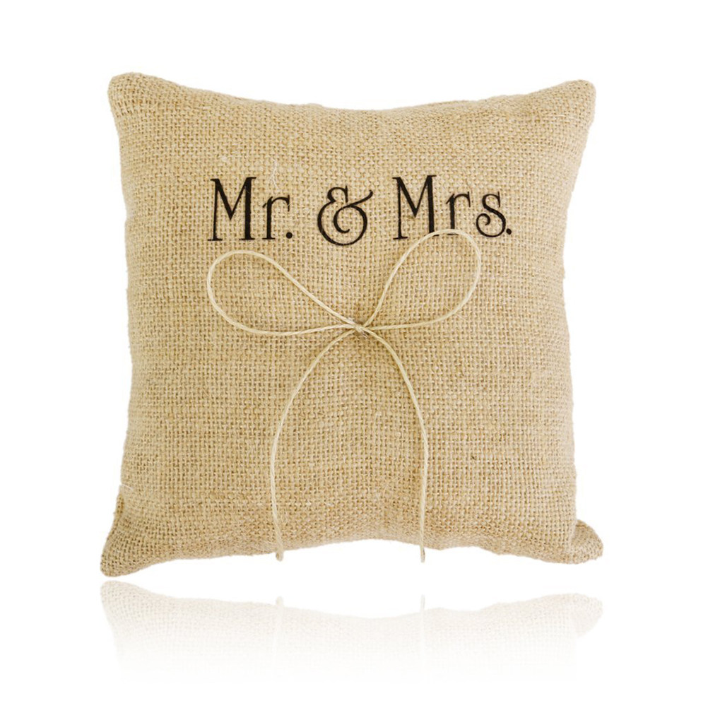 Rustic Burlap Ring Pillow Hand – Ring Bearer Pillow recenzja i cena