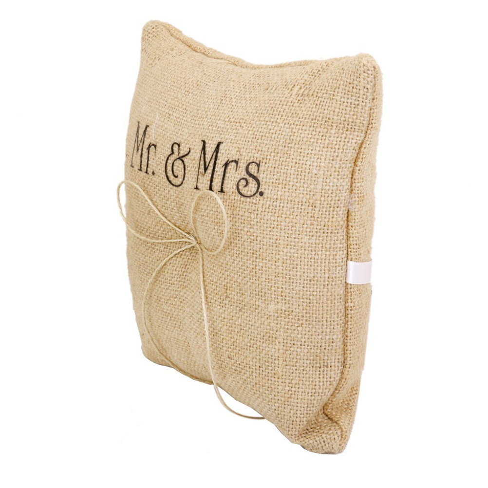 Rustic Burlap Ring Pillow Hand – Ring Bearer Pillow recenzja i cena