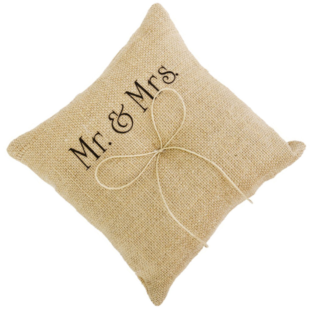 Rustic Burlap Ring Pillow Hand – Ring Bearer Pillow recenzja i cena