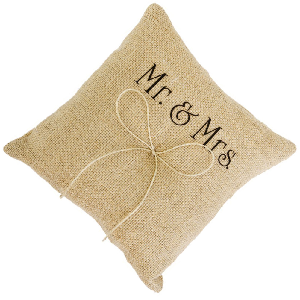 Rustic Burlap Ring Pillow Hand – Ring Bearer Pillow recenzja i cena